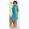 Appliqué Lace Dress, Aqua, large