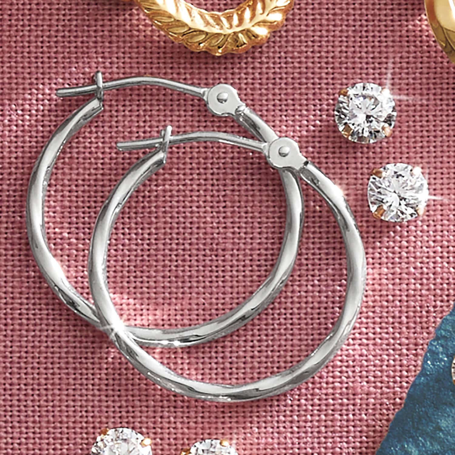 ピアス　No.5258 10K Gold 2-Pair Hoop and Cubic Zirconia Earring Set | Seventh Avenue