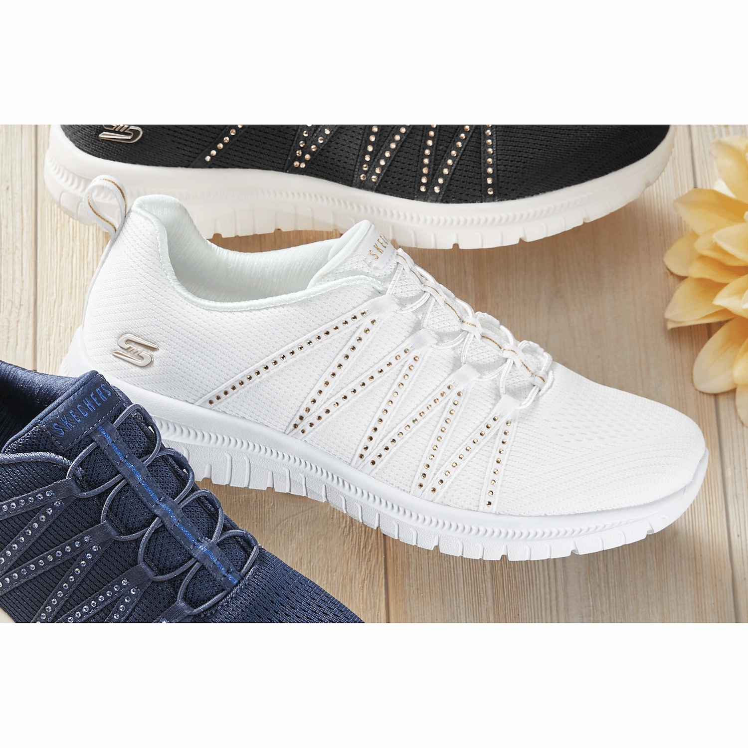 mikity_k ページ Skechers Virtue She Sparkles Slip-On Shoe with Rhinestones and No