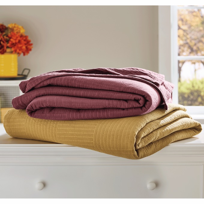 Daphne Basketweave Textured Blanket, Apricot, large