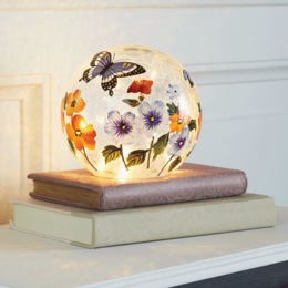 Lit Glass Butterfly Orb, , large