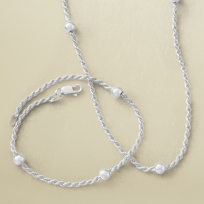 Chain Ball Necklace and Bracelet Set, , large