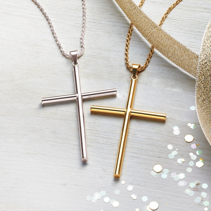 Long Tube Cross Pendant, , large