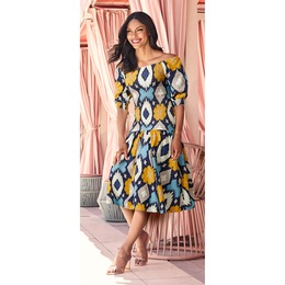 Smocked Midi Dress, , large