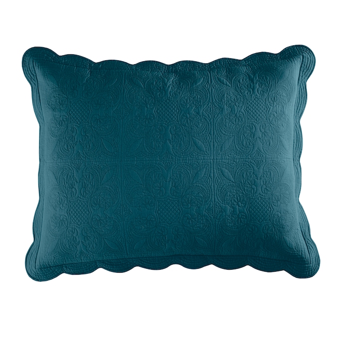 Chateau Cotton Sham with Scalloped Edges, Teal, large