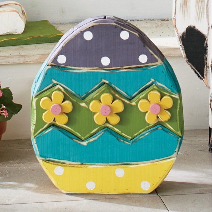 Chunky Wood Easter Egg, , large
