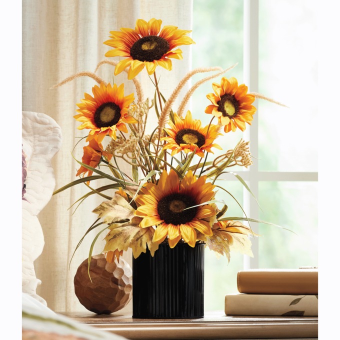 Sunflower Arrangement in Metal Pot, , large