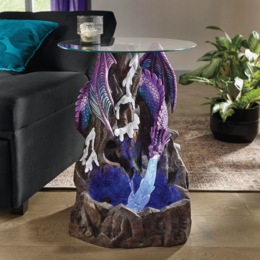 Lit Ice Dragon Fountain Accent Table, , large
