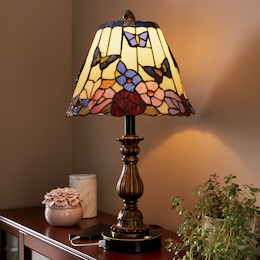 USB Stained Glass Butterfly Table Lamp, , large