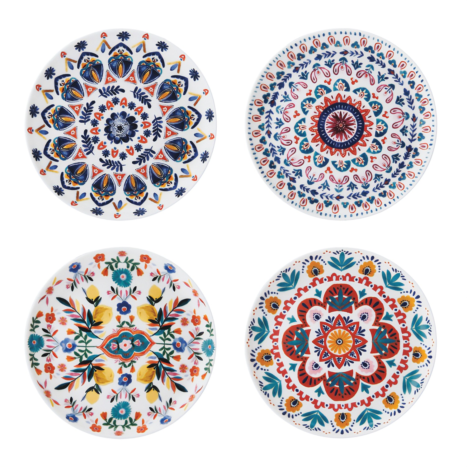 Set of 4 Mikasa Painted Medallion Appetizer Plates | Seventh Avenue