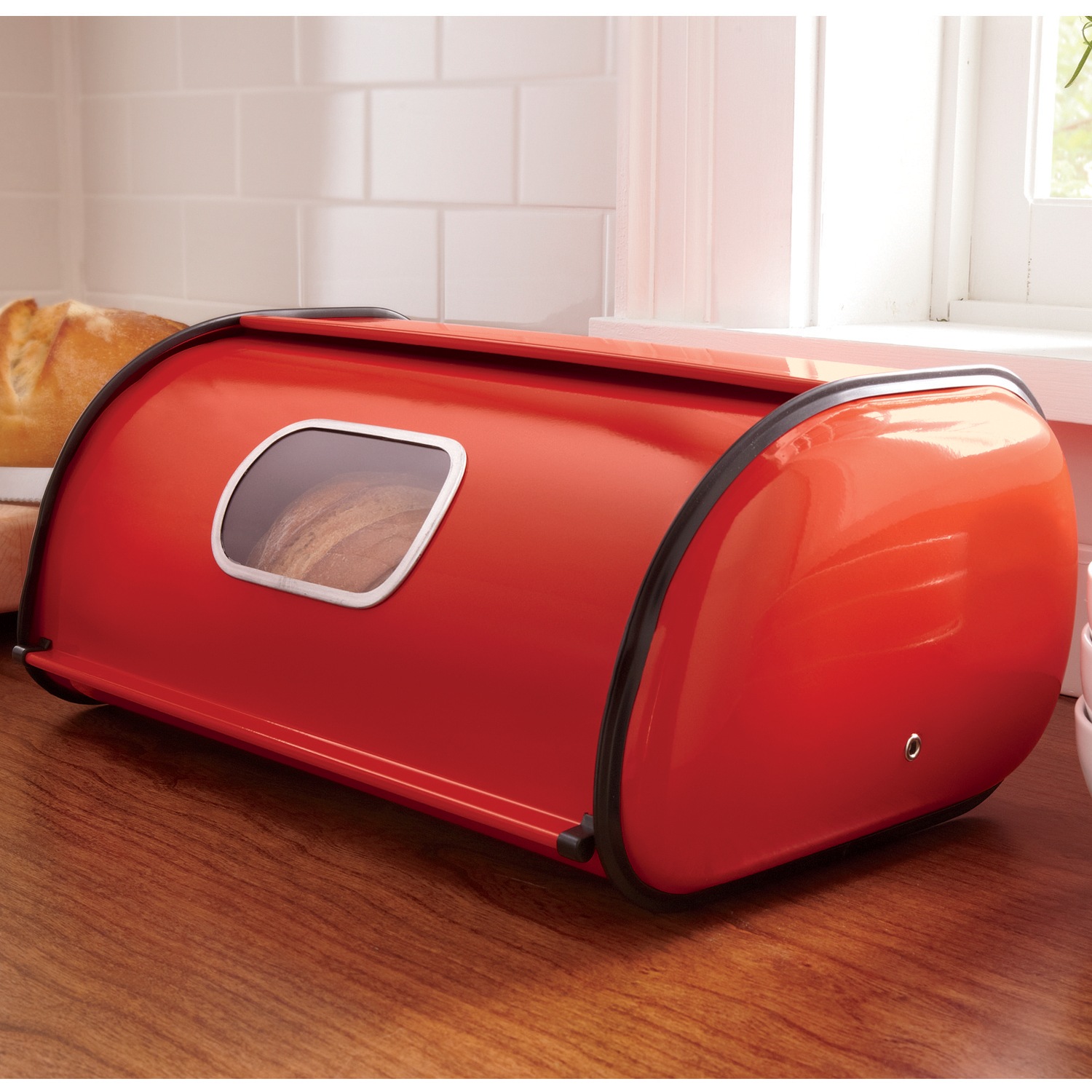Ventilated Countertop Metal Breadbox with Window | Seventh Avenue