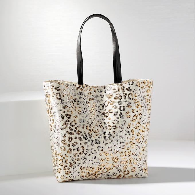 Metallic Animal-Print Tote, , large