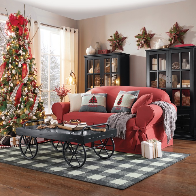 Solid Farmhouse Slipcovers, Brick, large