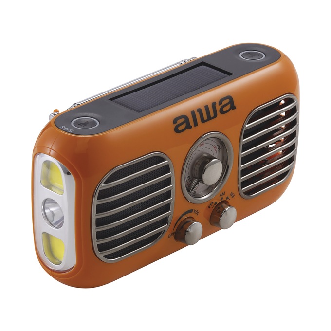 AIWA Handy Mate Solar-Charging Radio, Orange, large