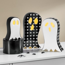 Set of 3 LED Ceramic Check Ghosts, , large