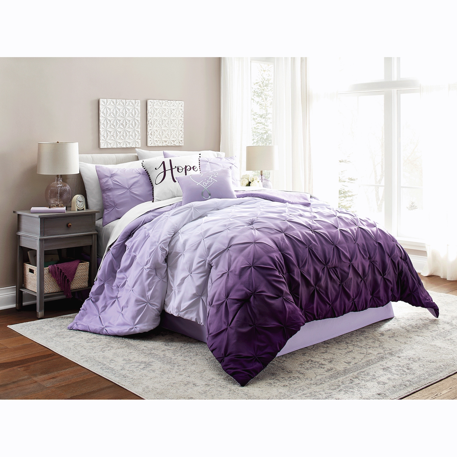 Faith Ombré Pintuck Comforter Set with Shams | Seventh Avenue