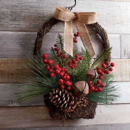 Bell and Pinecone Hanging Basket, , large