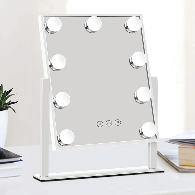 LED Vanity Makeup Mirror with Adjustable Light Temperature Settings, White, large
