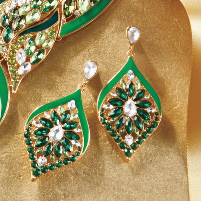 Crystal Enamel Earrings, , large