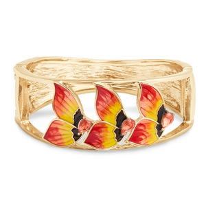 Enamel Butterfly Hinged Bangle, , large