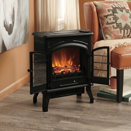 1500W Electric Fireplace Stove Heater with Remote &amp; Realistic Flame Effect, , large