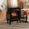 1500W Electric Fireplace Stove Heater with Remote & Realistic Flame Effect, Black, large
