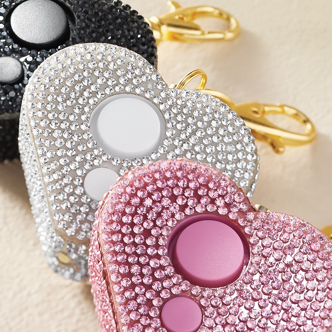 Rhinestone Heart Charm Alarm and LED Light with Easy Push-Button Operation, , large