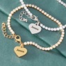 Personalized Heart Charm Cubic Zirconia Tennis Bracelet, , large
