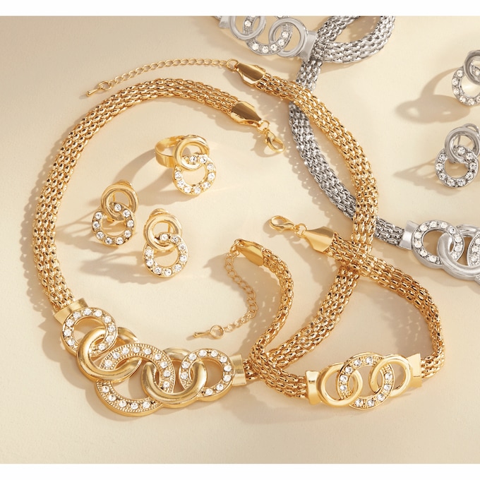 Crystal/Rings Necklace, Bracelet, Earrings & Ring Set, , large
