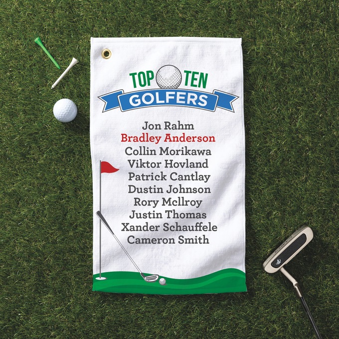 Personalized Top Ten Modern Greats Golf Towel, , large