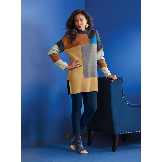 Jessica Colorblock Sweater Tunic Seventh Avenue