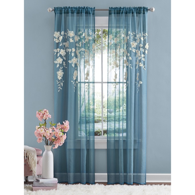 Floral Appliquéd Window Panel, , large