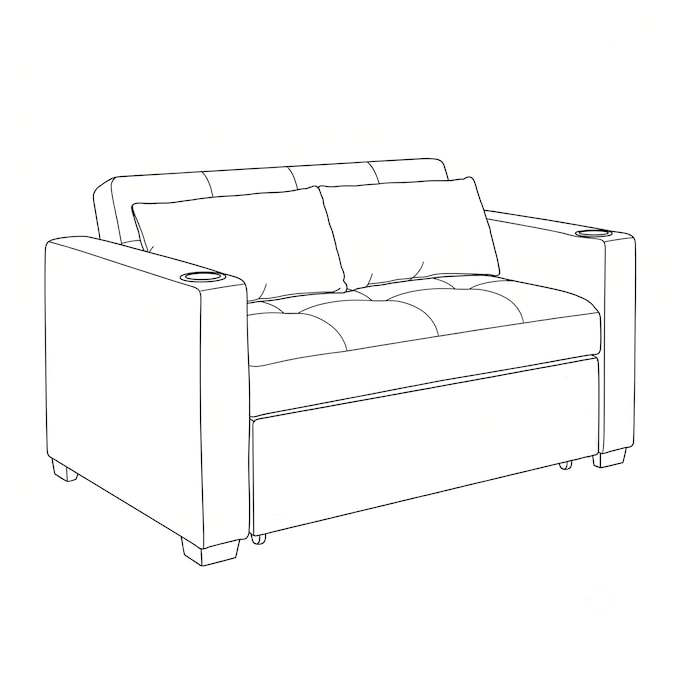 Convertible Loveseat with USB and Cupholders, Gray, large