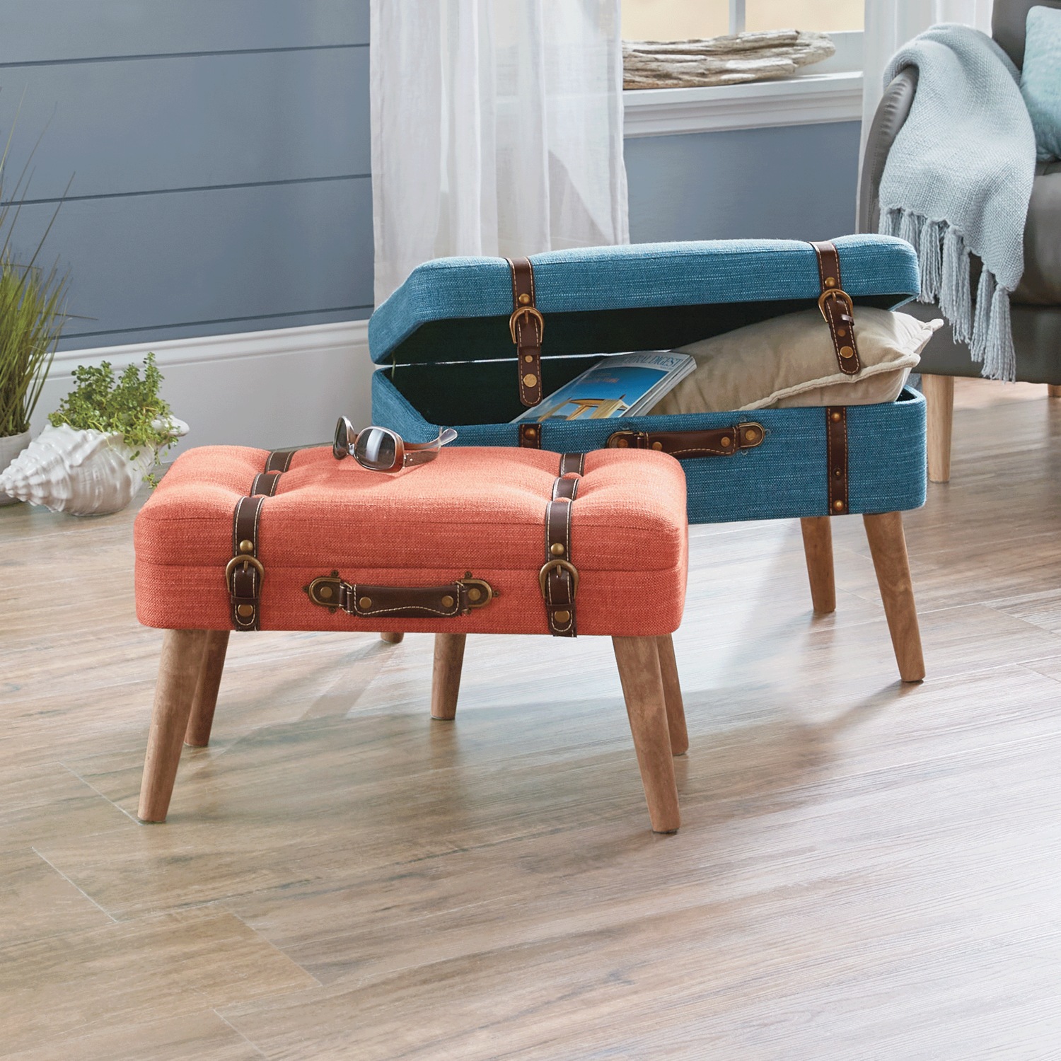 quarant'otto アクセサリーケース Set of 2 Suitcase Ottomans | Seventh Avenue