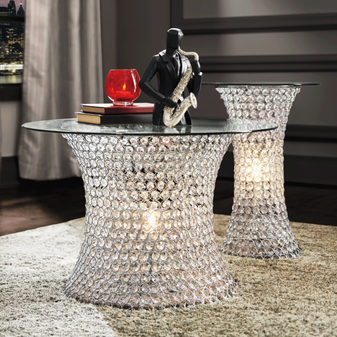 Crystal Beaded Lit Accent Tables, , large