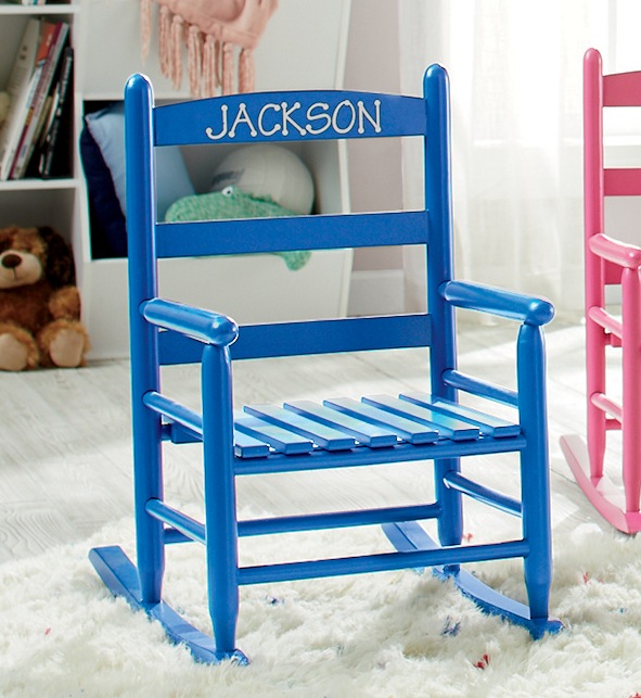 Child&rsquo;s Wood Rocking Chair, Blue, large