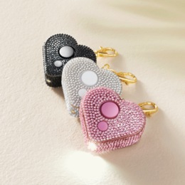 Rhinestone Heart Charm Alarm and LED Light with Easy Push-Button Operation, , large