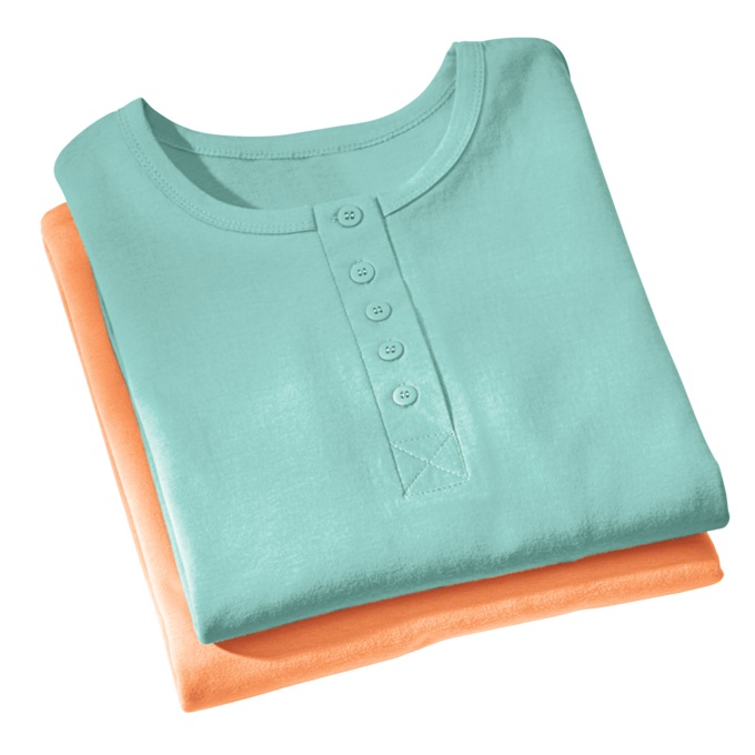 2-Pack Cotton Knit Henley Nightshirts for Women, , large
