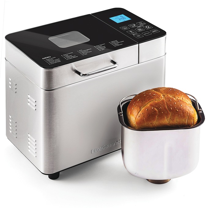Elite Gourmet 2-lb. Stainless Steel Digital Bread Maker, , large