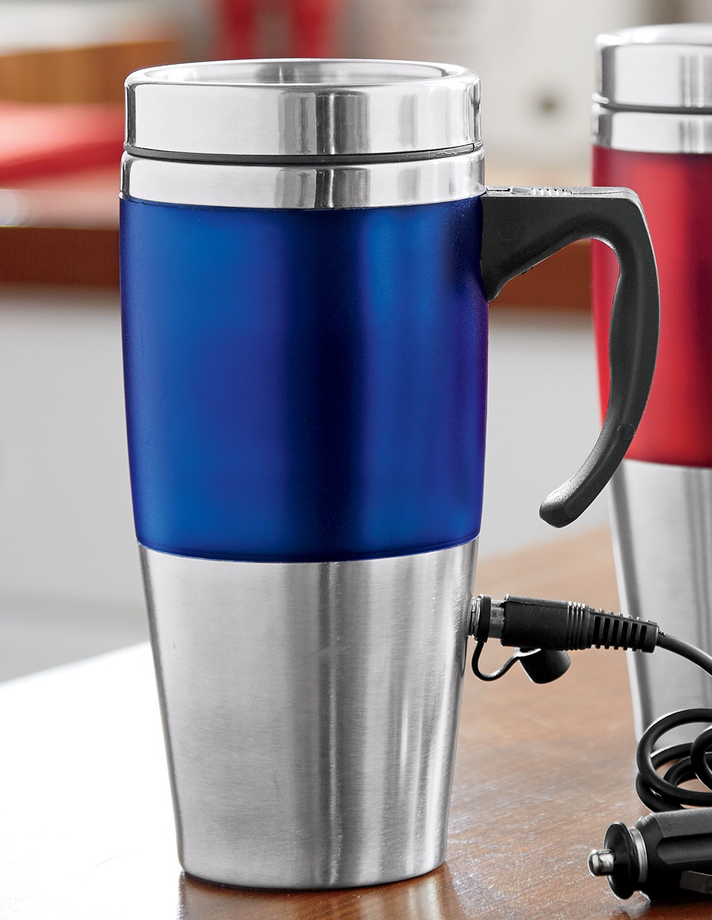 Heated Travel Mug, Blue, large