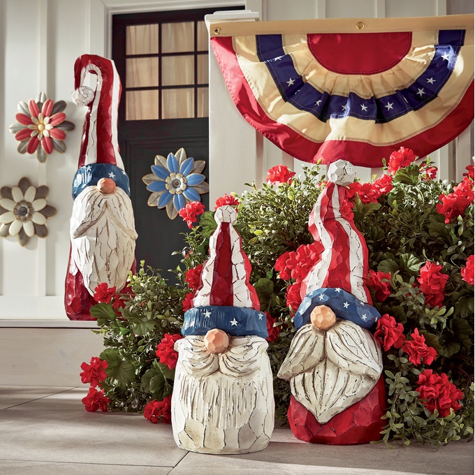 Set of 3 Americana Gnomes, , large
