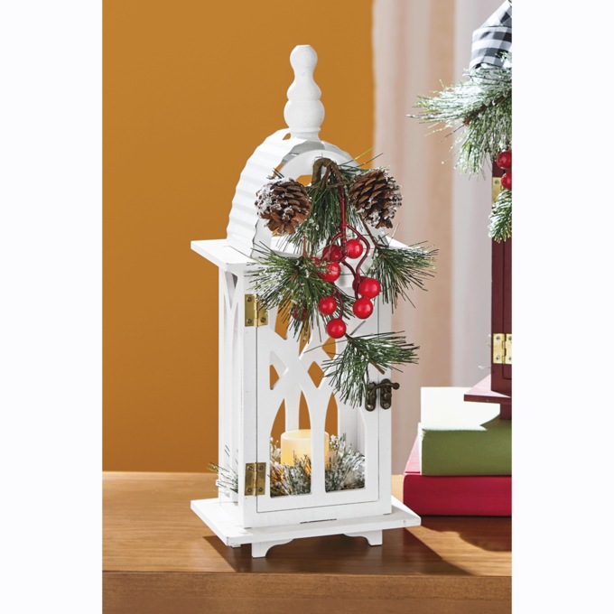Lit Holiday Lantern with Candle, , large