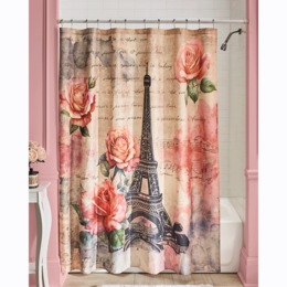 Paris Rose Shower Curtain, , large
