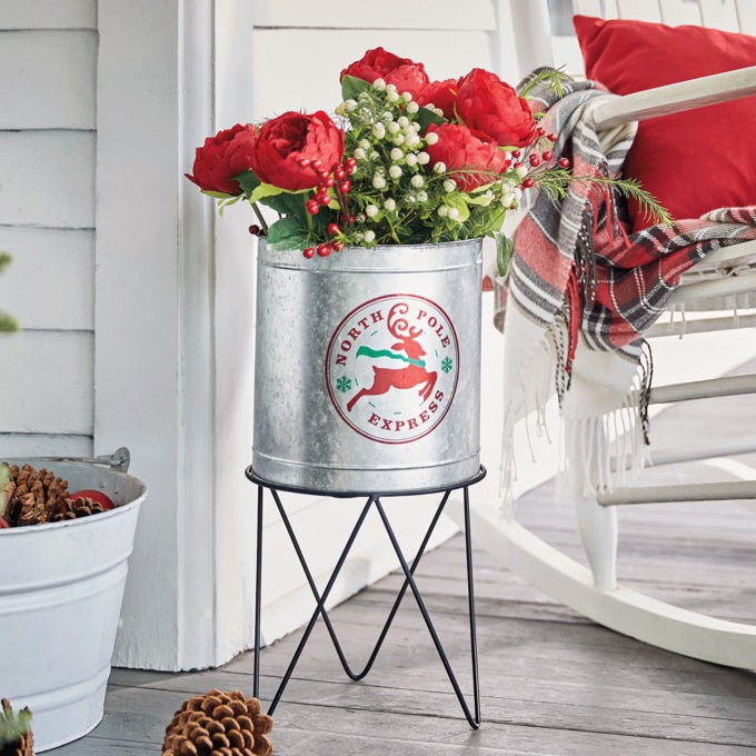 Galvanized Christmas Tree Planter, , large