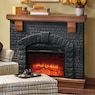 Black Faux-Brick Fireplace, , large