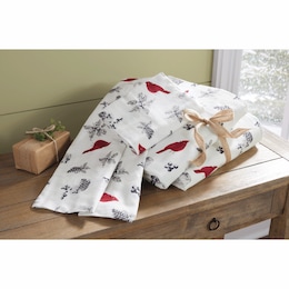 Cardinal Print Flannel Sheet Set, , large