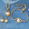 Goldtone Diamond Accent Gem Drop Jewelry Set, , large