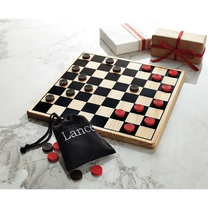 Wooden Checkers Set, , large