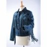 Denim Fringe Jacket, Blue, large