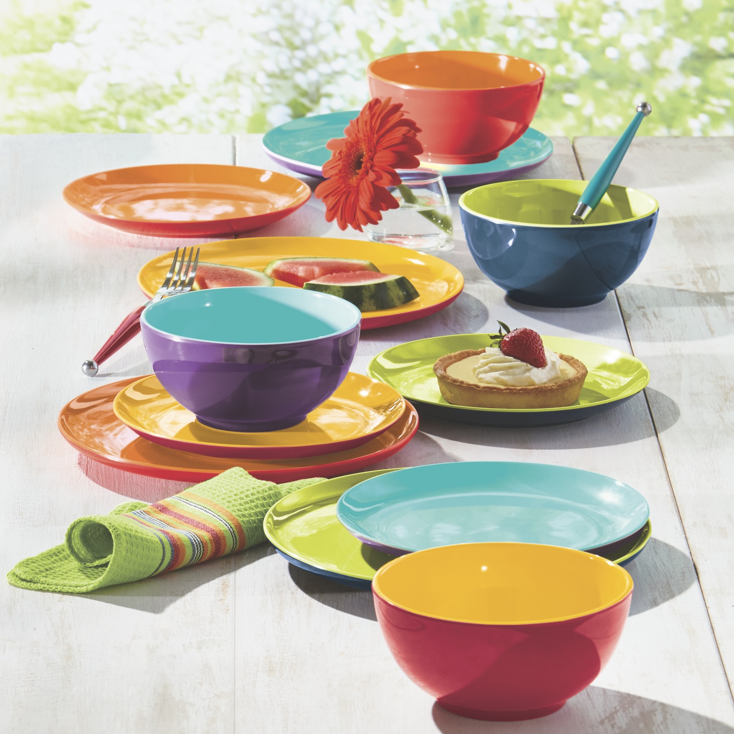 12Piece Assorted Mighty Melamine Dinnerware Set Seventh Avenue